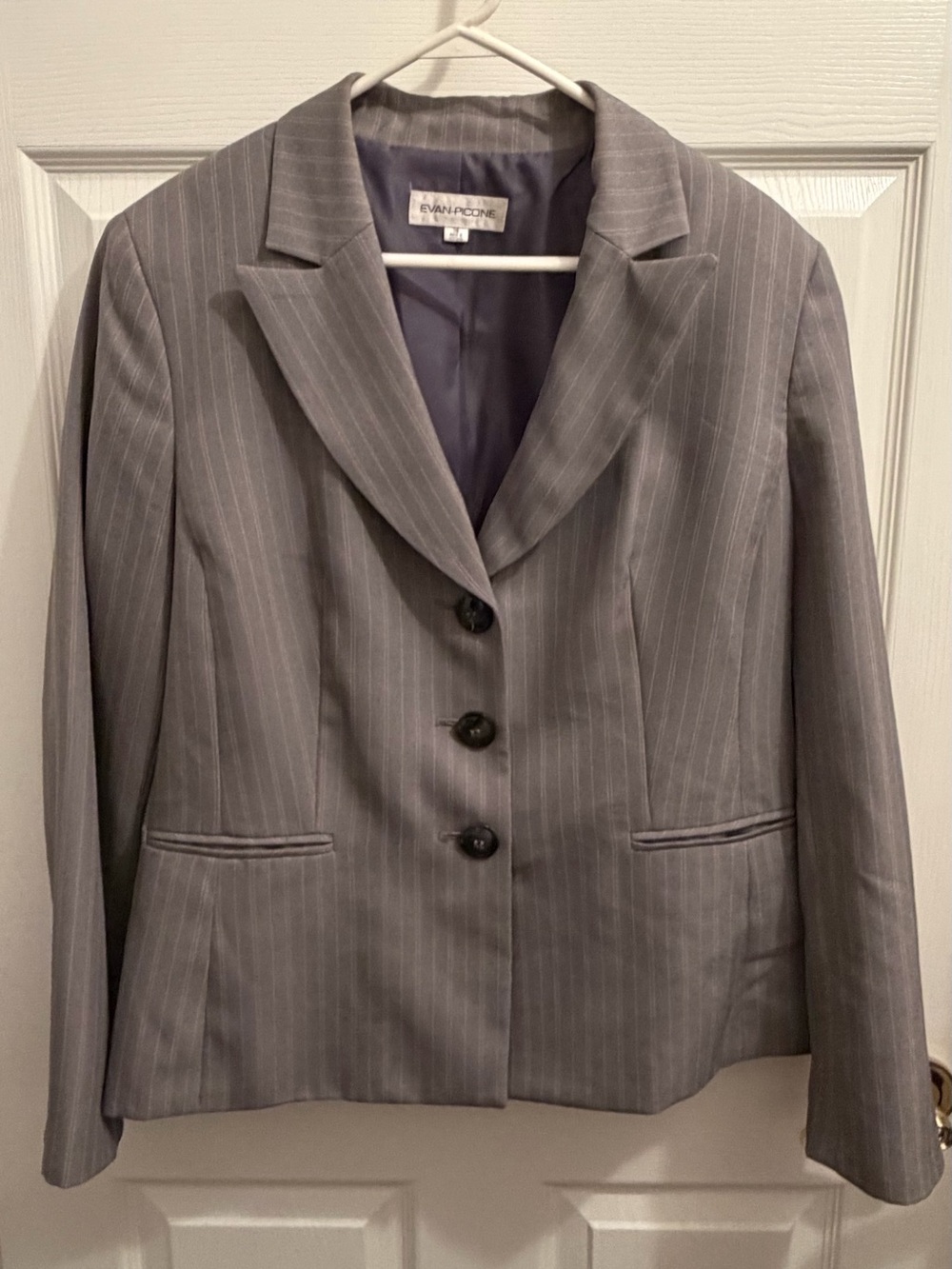Evan Picone Gray Pinstripe Three-Button Blazer